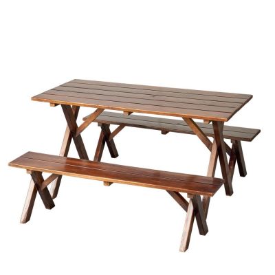 Image of Espresso Wood Picnic Table w/ Bench